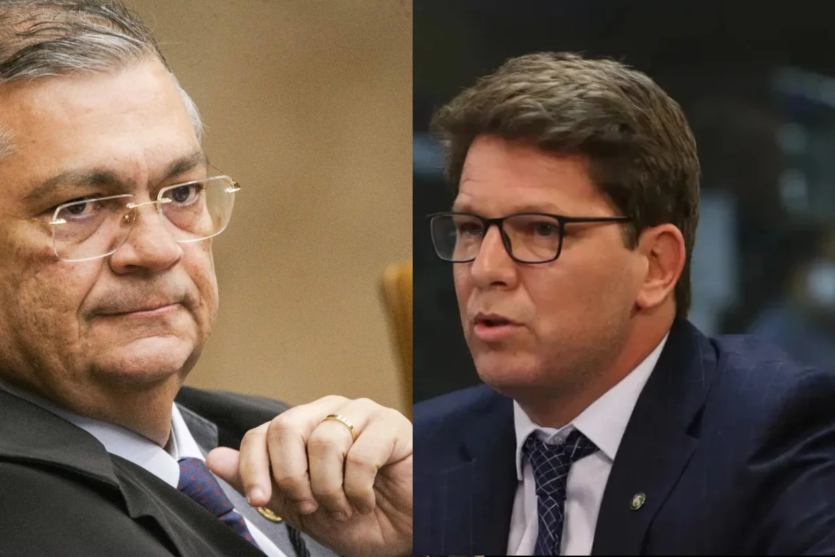À esquerda, ministro Flávio Dino, do STF. À direita, deputado federal Mario Frias, do PL de São Paulo