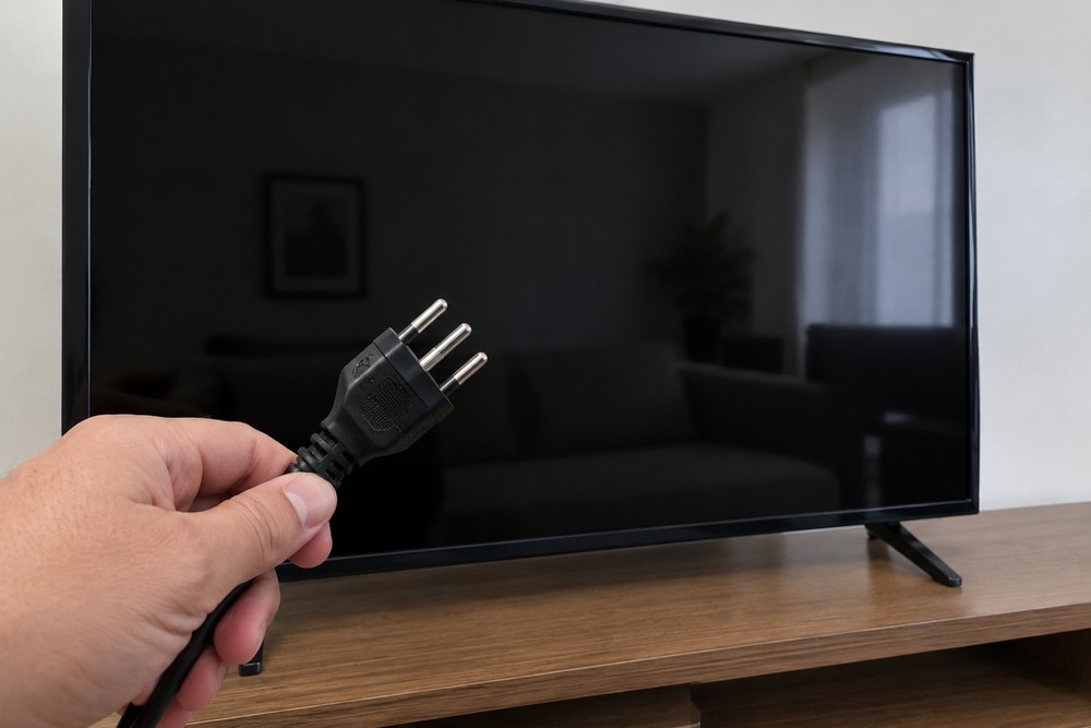 Em alguns casos, desligar a TV da tomada pode resolver travamentos na TV — Foto: Lucas Loyo/TechTudo