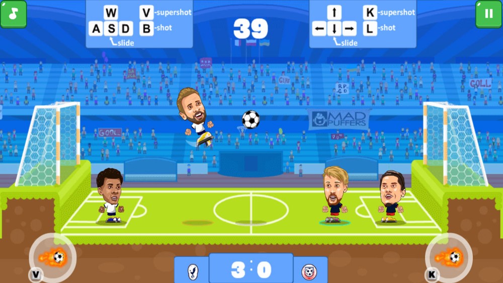 Football Legends é um famoso jogo de futebol para dois jogadores, cooperativamente ou competitivamente — Foto: Reprodução/Rafael Monteiro