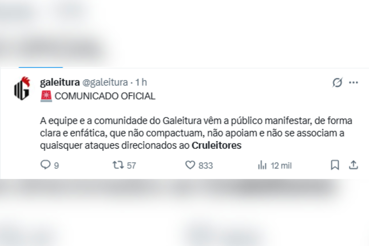 Imagem da matéria: Cruleitores: clube de leitura de torcida do Cruzeiro é apagado após ataques