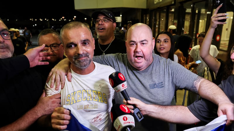 Yaniv Hayun, one of the men who helped incapacitate the attacker, at Ben Gurion Airport in Israel. Reuters