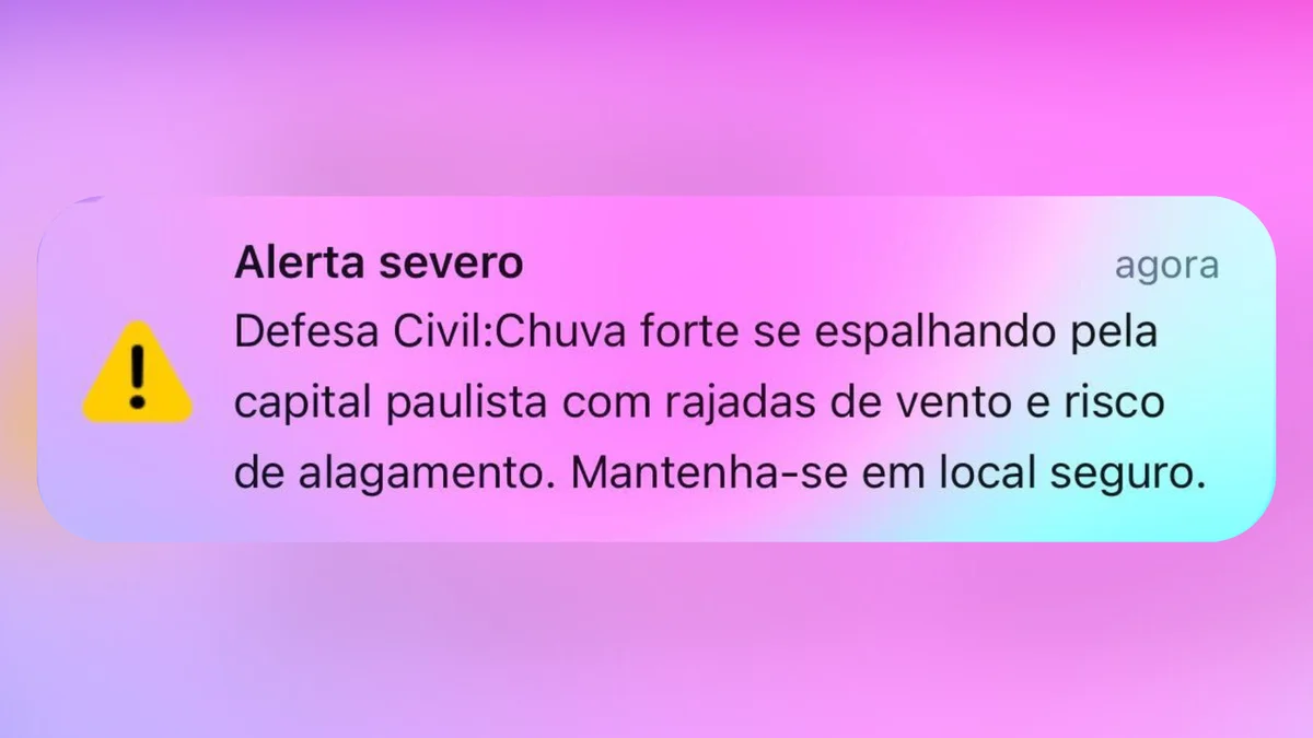 Aviso da Defesa Civil no celular