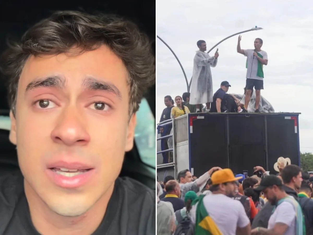 Nikolas chora, canta louvor e relembra raio que atingiu ato em Brasília