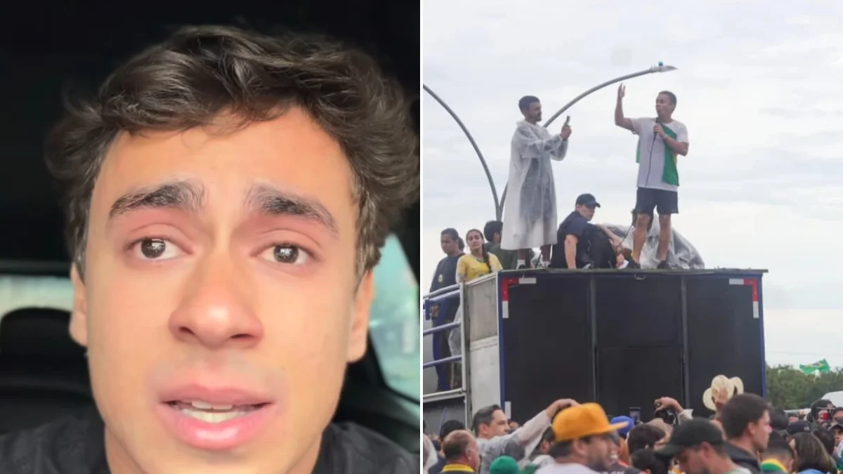 Nikolas chora, canta louvor e relembra raio que atingiu ato em Brasília