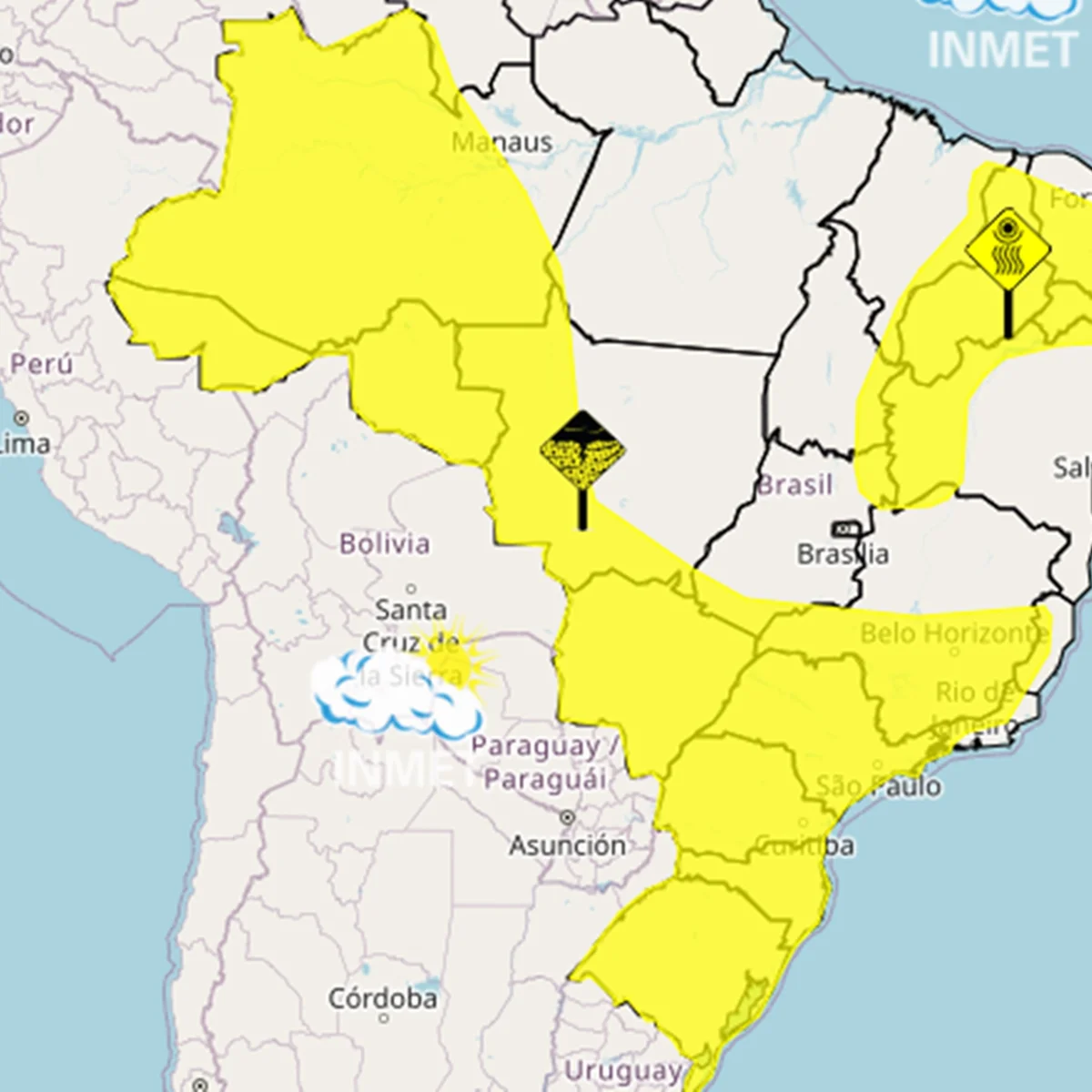 Alerta amarelo: 15 estados têm risco de tempestades e ventos de até 60 km/h