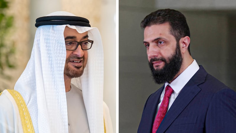 O presidente Cheque Mohamed e o sírio Al Shara discutem a segurança regional em ligação telefônica