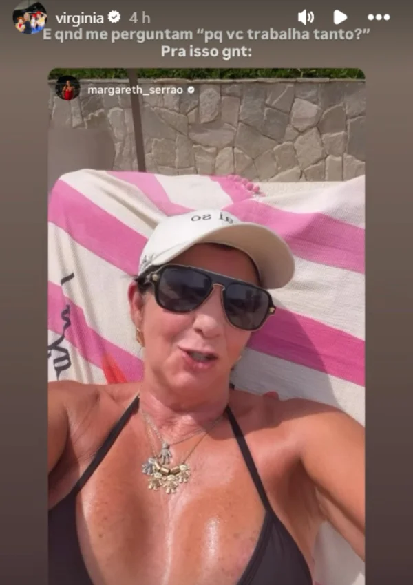Virginia brinca ao mostrar mãe tomando sol: “É pra isso que eu trabalho” - destaque galeria