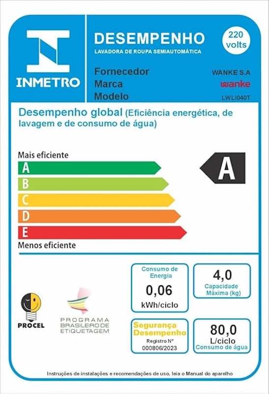 WANKE ｜ Lavadora de Roupa Semiautomática Super  ｜ LWLI040T