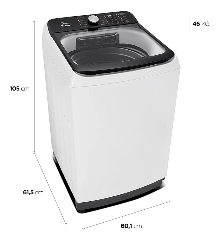 MIDEA ｜ Máquina de Lavar 15 Kg Wave Agitator Branca Midea ｜ MA512W150A / WKBR04